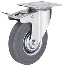 Стальное колесо с серой резиной и тормозом SCgb 125